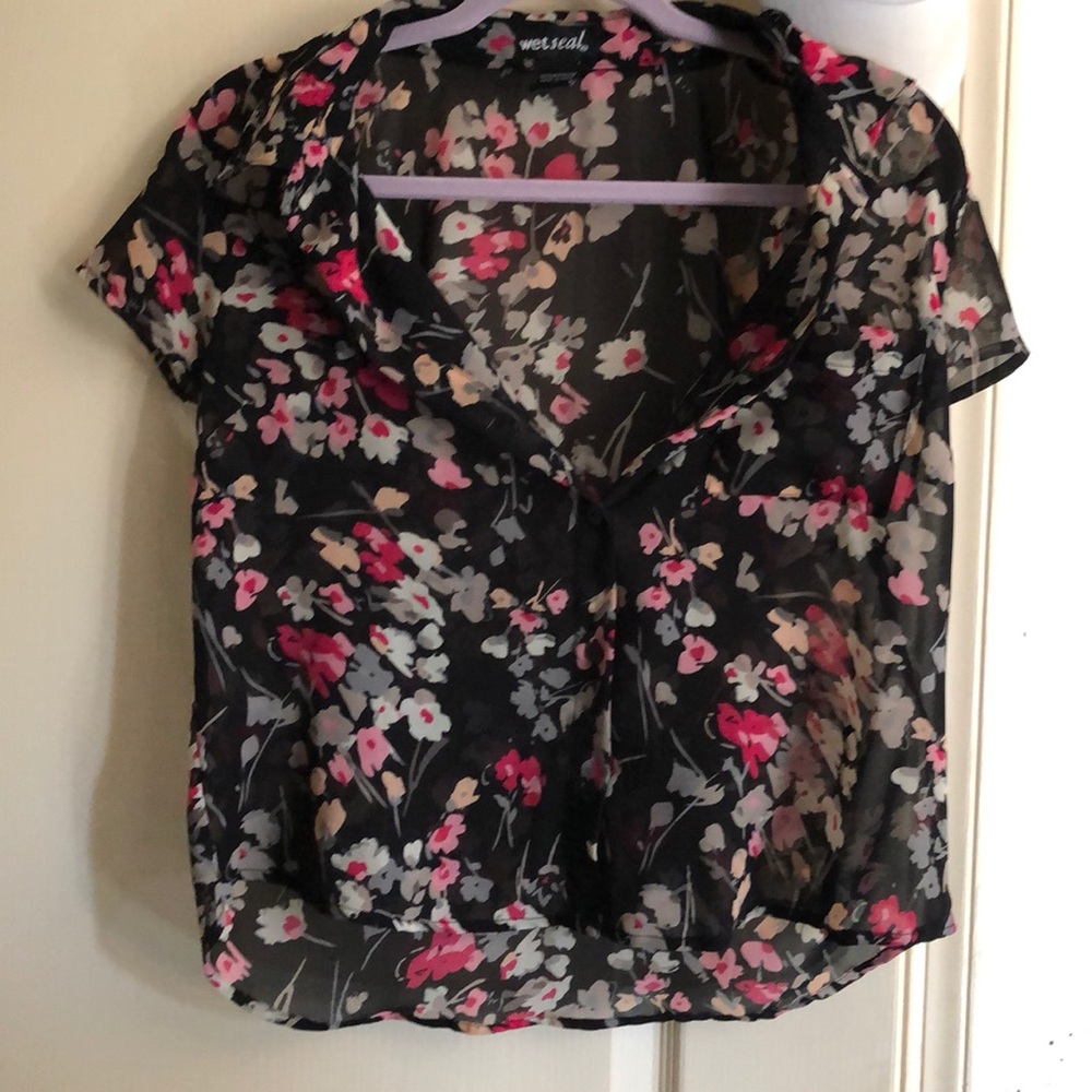 Sheer black button down shirt